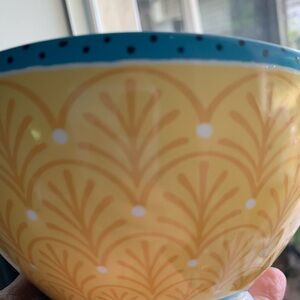 Pier One Batik Pattern Yellow and Blue Decorative Bowl